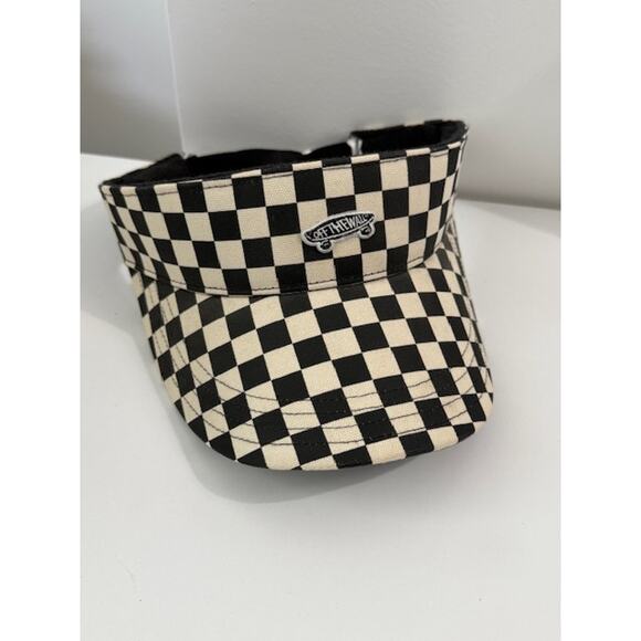 Vans Off the Wall Black White Checkered Adjustable Sun Visor Hat - Picture 1 of 4